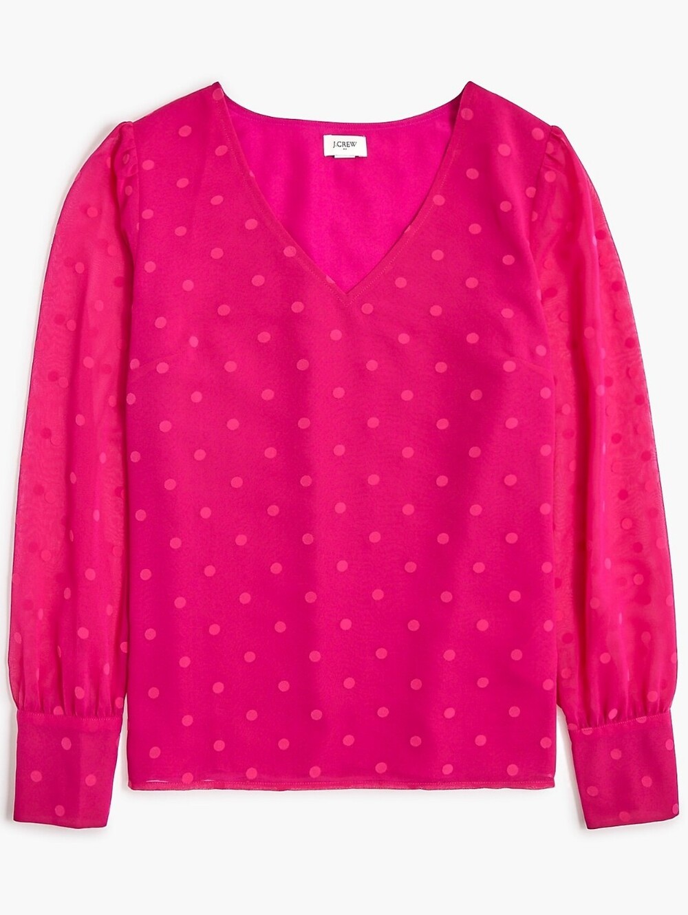 J.Crew Berry Chiffon Dotted Top, S